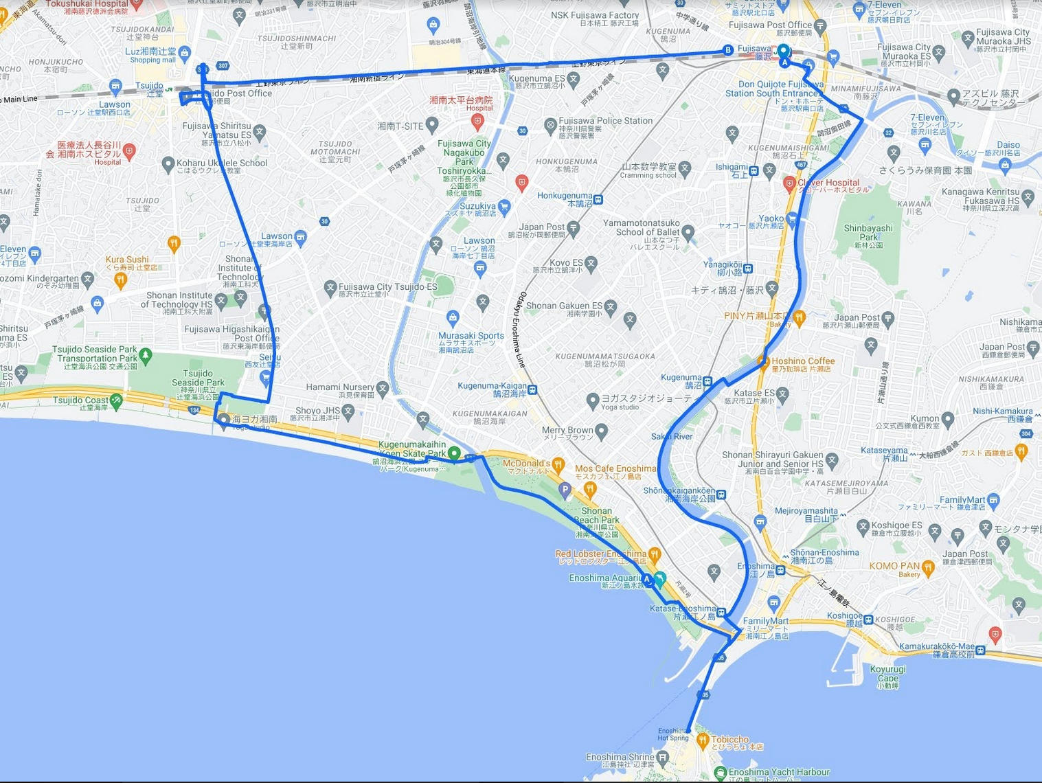 TELL walk shown on Google Maps